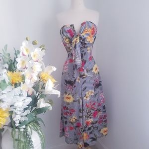 Strapless floral romper